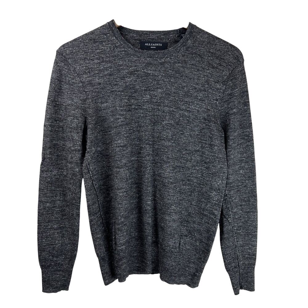 Allsaints Sweater Women Small Gray Sweatshirt Oversized Preppy Casual Wool Linen